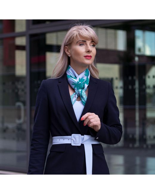 Heritagemoda Green Handblock Printed Organic Peace Silk Scarf