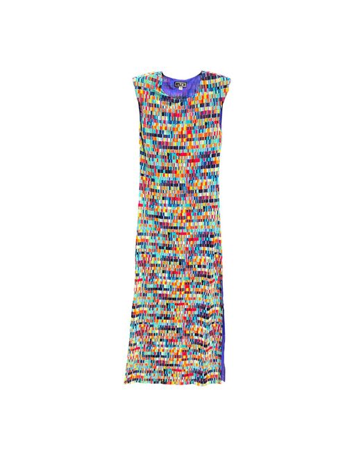 L2R THE LABEL Blue Shoulder Pad Mesh Dress