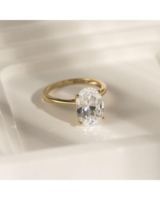 Diamonbliss Metallic Five Carats Oval Cut Solitaire Cocktail Ring