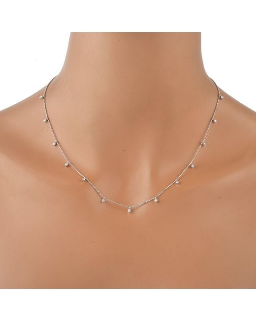 Artisan White Diamond Leaf Station Necklace