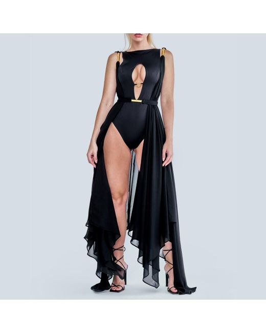 ANTONINIAS Black Venetia One-piece Swimsuit With Cut-out Detailing In
