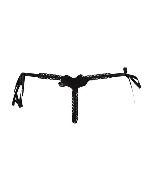 Belle -et-BonBon Black Valentines Lace Super Soft Eyelash-Lace Thong Gift Wrapped