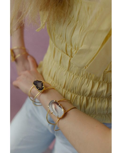 YAA YAA LONDON Metallic Caramel Gemstone Summer Love Cuff Bracelet