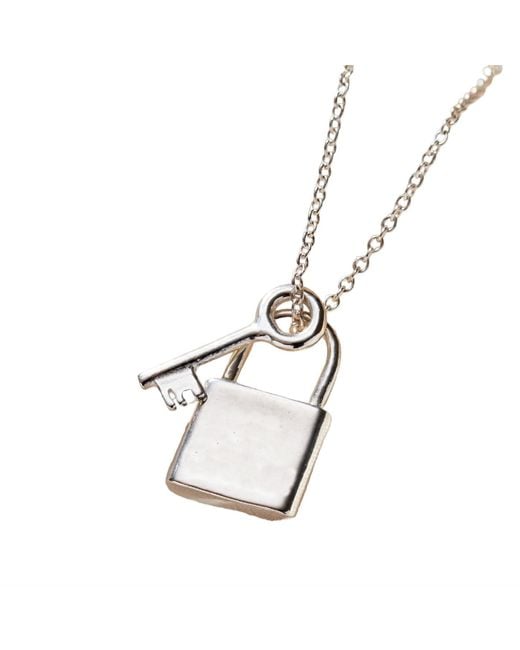 Posh Totty Designs Metallic Sterling Lock & Key Charm Necklace