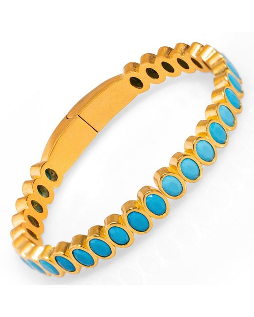 Ebru Jewelry Metallic Teardrop Gemstone & Bangle Bracelet