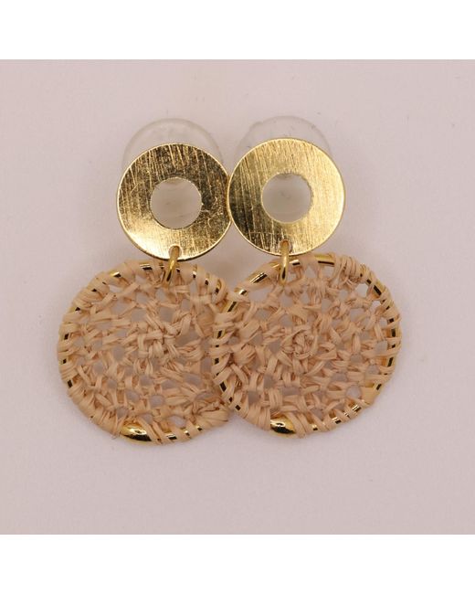 Nart Nature Making Art Metallic The Small Dreamcatcher Buriti Natural Fiber Earrings