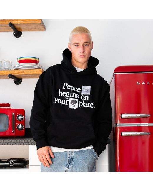 Dont Eat the Homies Black Peace Begins On Your Plate Hoodie for men