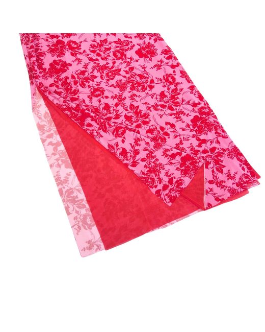 L2R THE LABEL Pink Shoulder Pad Printed Mesh Dress