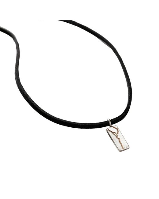 Posh Totty Designs Metallic Leather & Sterling Kintsugi Tag Necklace for men