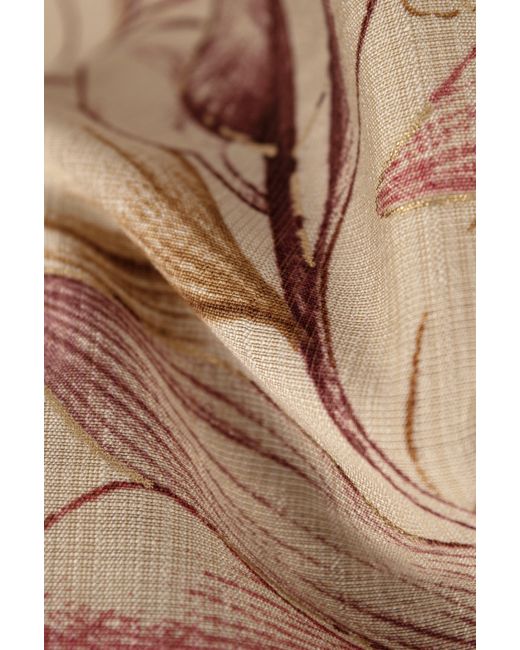 Stovaria Natural Floral Print Cotton-Silk Boat Neck Blouse – Elegant Everyday Wear