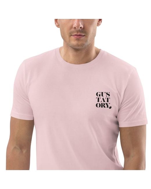 Anchor and Crew Pink Cotton Gustatory Melbourne Coffee Scene Organic Cotton Embroidered T-Shirt for men