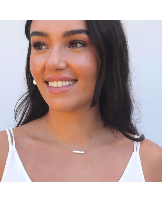 Kiri & Belle Metallic Esme Baroque Pearl Bar Filled Necklace