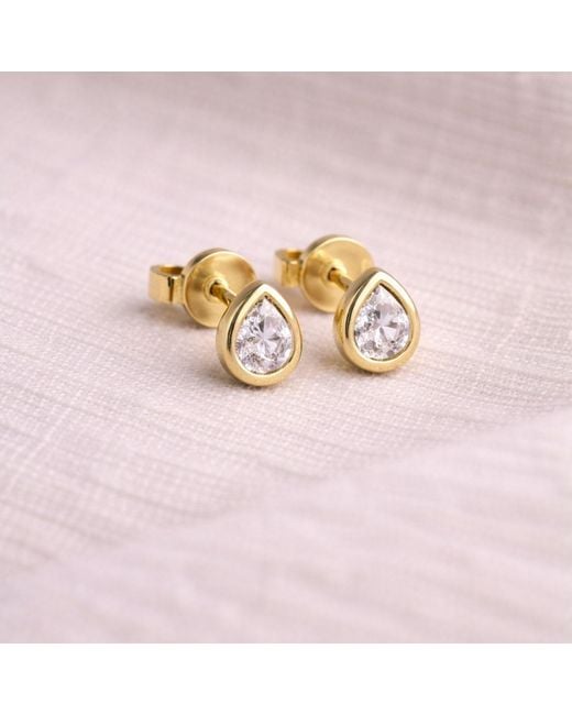 Lily Flo Jewellery Metallic Teardrop Diamond Stud Earrings
