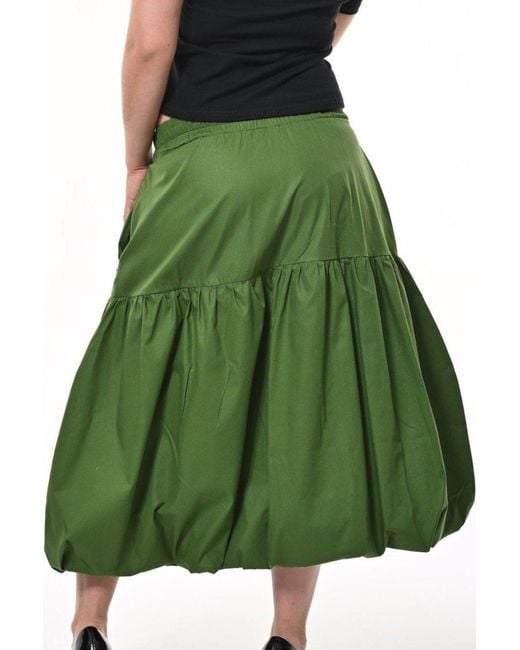 Frock Tales Green Mylar Puffball Midi Skirt