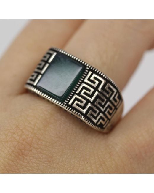VicStoneNYC Fine Jewelry Green Unique Antique Onyx Bold Ring For for men