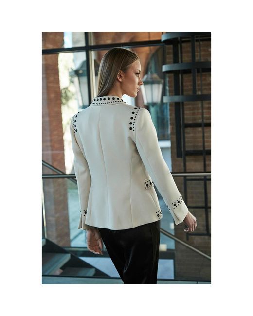 The Extreme Collection White Blazer With Bold Stud Accents