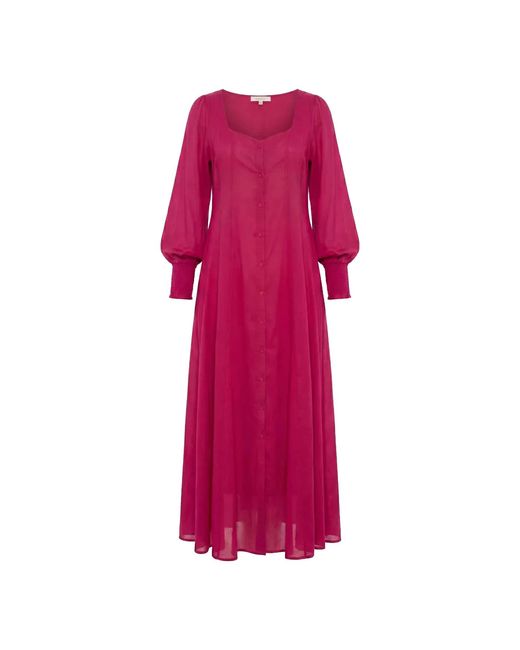 Adrift Clothing Pink Ophelia Button Through Dress
