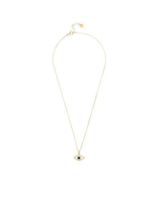 Latelita London Metallic Evil Eye Elliptical Necklace Blue Gold