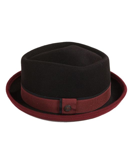 Dasmarca Hats Black Edward Burgundy Two Tone Felt Winter Porkpie Hat for men