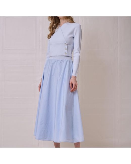 Roch Perel Blue Taffeta And Knit Circle Skirt