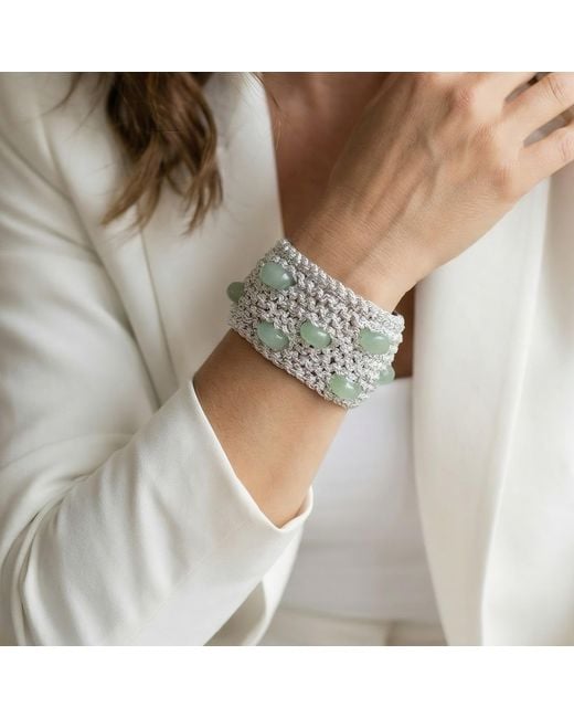 Hilo De Mar Gray Narrow Bracelet With Crystal