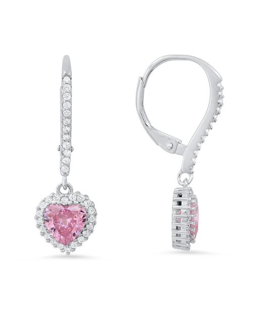 Kylie Harper White June Sapphire Birthstone Heart-Cut Halo Leverback Earrings