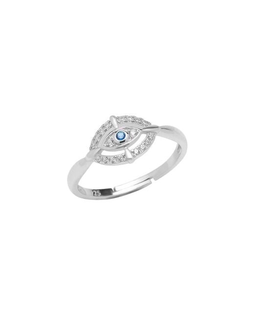 Spero London White Ancient Evil Eye Sterling Ring