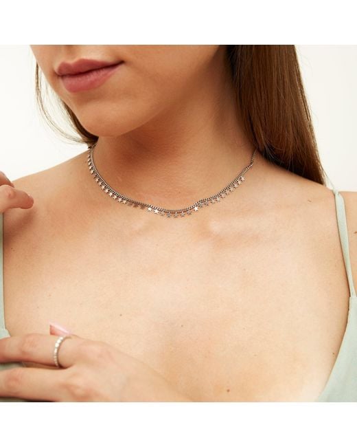 Spero London Metallic Multiple Star Sterling Station Necklace