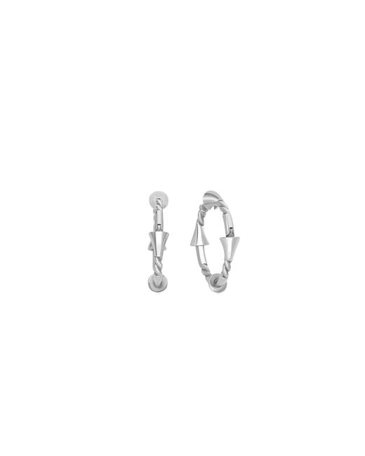 Gutta Design White Gimlet Earring Rhodium Plated