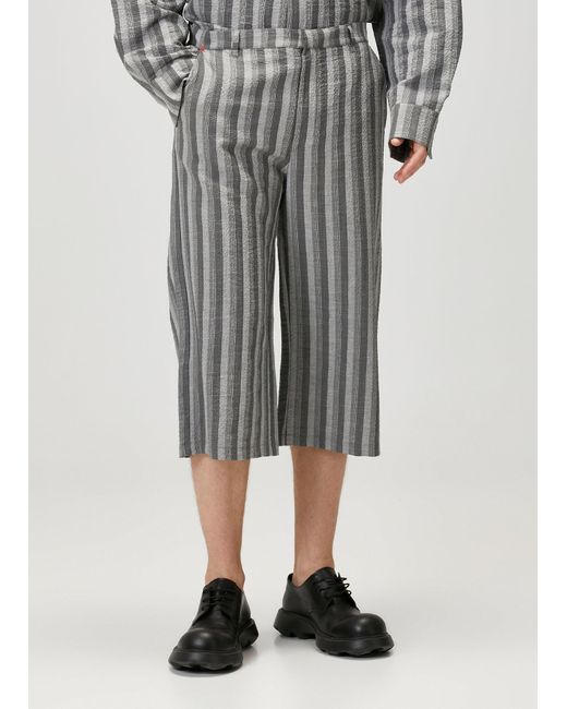 Pcfg Gray Linen & Cotton Blend Checked Woven Short for men
