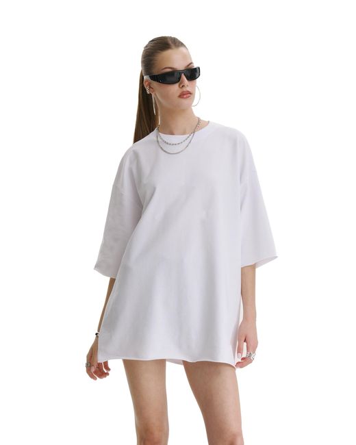 mysimplicated White Oversized Cotton T-Shirt Lucky W