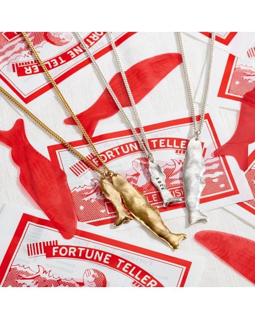 Posh Totty Designs White Small Fortune Fish Pendant Necklace