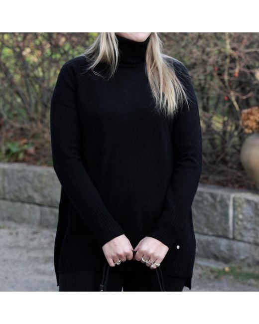 tirillm Black Abby A Line Long Turtle Neck Pullover