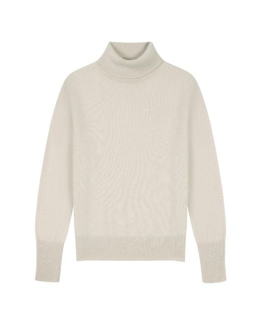 Loop Cashmere White Cashmere Polo Neck Sweater