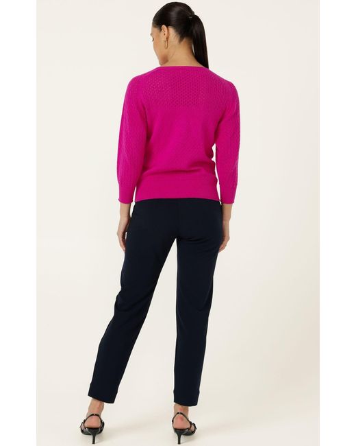SACHA DRAKE Purple Three Quarter Sleeve Ripple Knit Top