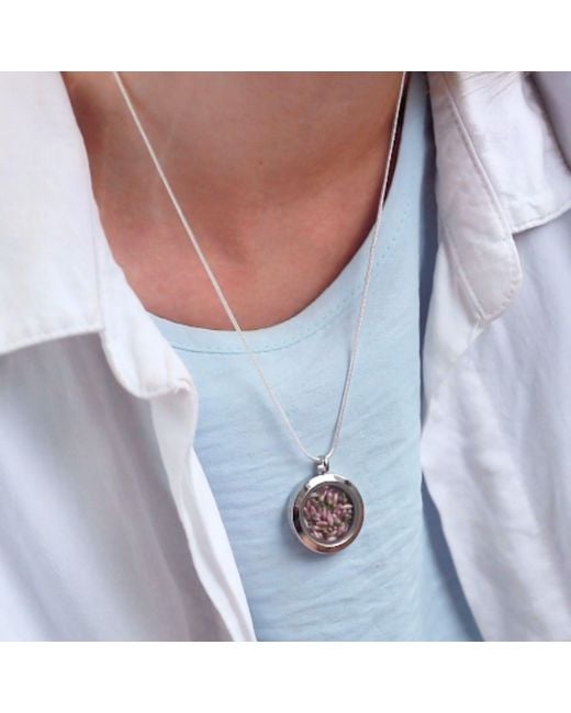 My Little Nature White Designer Jewelry Handmade Pendant Necklace With Natural Scottish Heather Flowers – Floral Jewelry