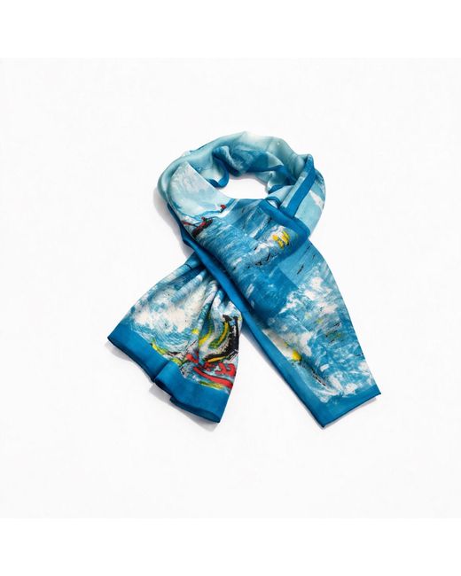 Nuvv Collection Blue Ocean Art Silk Scarf