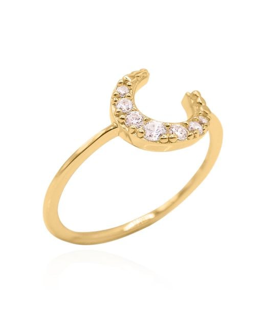 Luna Charles Metallic Isabel Crescent Moon Crystal Ring Plated