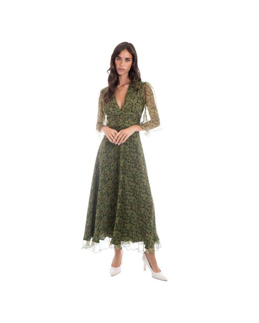 Sofia Tsereteli Green Floral Silk Gown