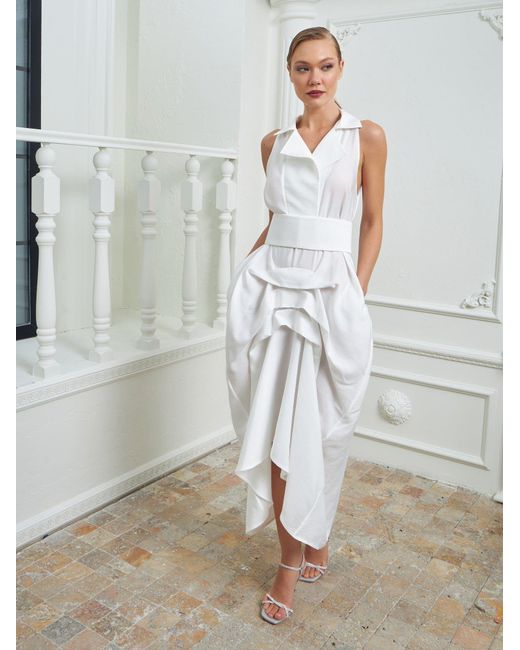 Lumina Eligma White The Tuxedo Dress