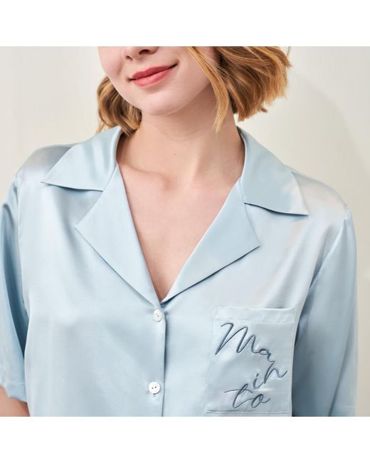 Manitu Blue Remington Silk Short Pajama Set