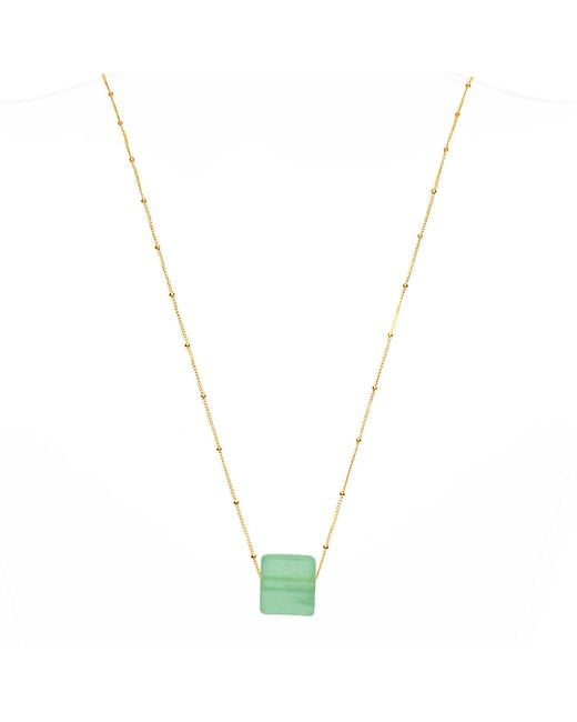 Smart Glass Jewelry Metallic Neutrals Recycled Glass Cube Necklace Fill Antique Clear