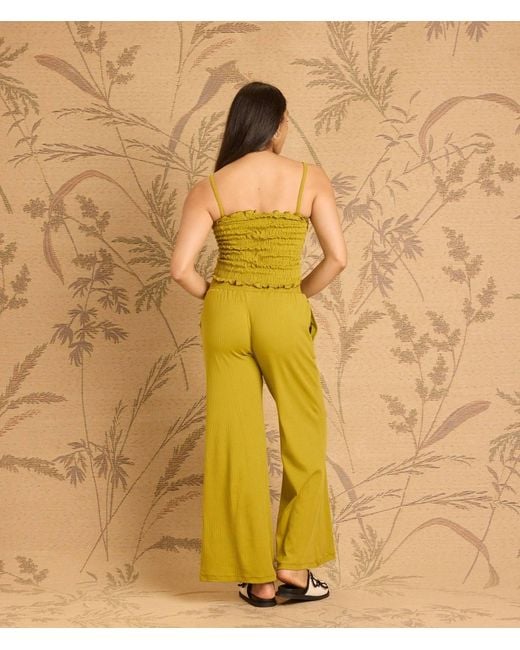 Known Supply Yellow Wide Leg Ribbed Pants