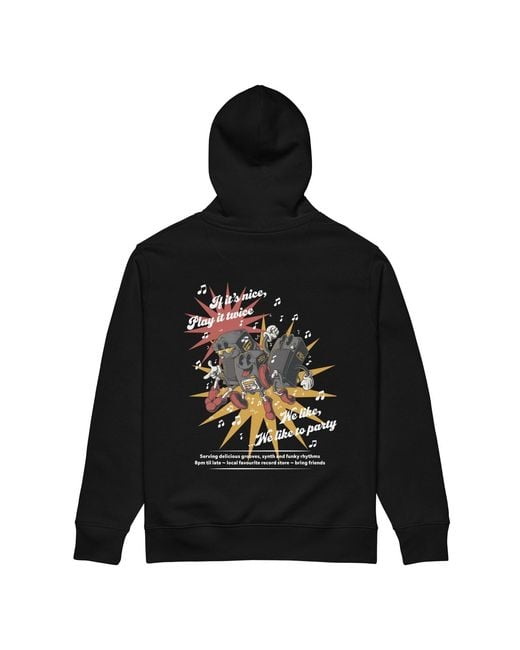 Anchor and Crew Black If It's Nice Play It Twice Disco! Organic Cotton Embroidered Heavyweight Hoodie for men