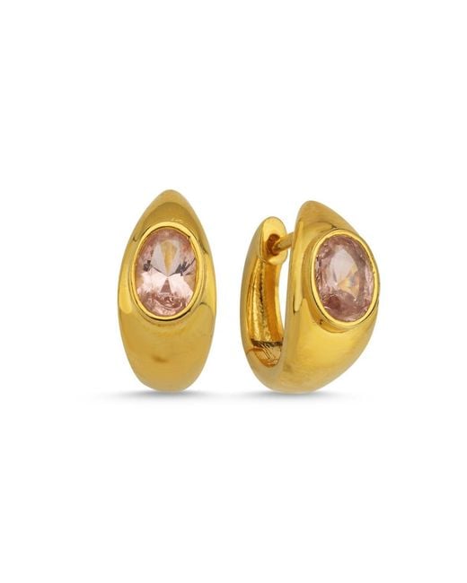 LINYA JEWELLERY Metallic Lina Drop Stone Huggie Earrings