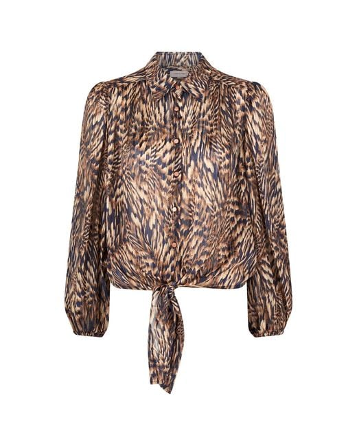 Traffic People Brown A Little Breeze Animal Print Tremors Tie Shirt