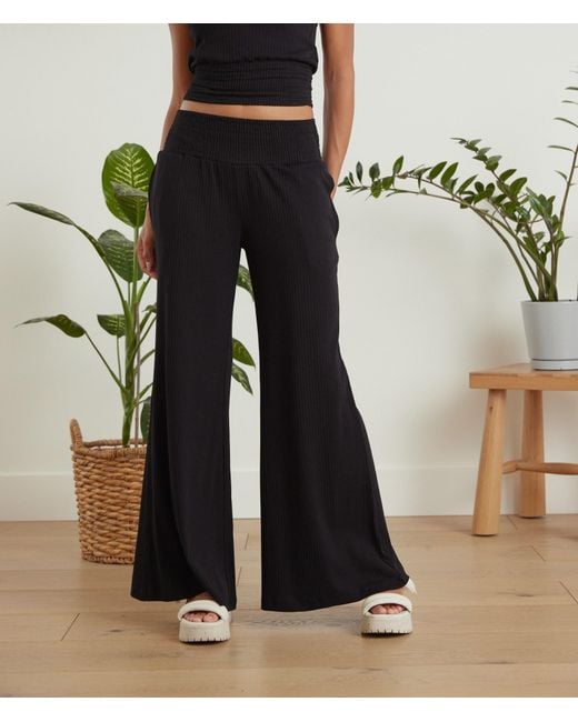 Known Supply Black Wide Leg Ribbed Pants