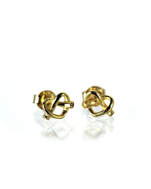 VicStoneNYC Fine Jewelry Metallic Golden Heart Stud Earrings