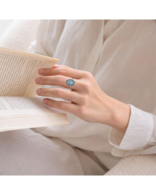 Kate Koel Blue Statement Larimar Oval Cocktail Ring