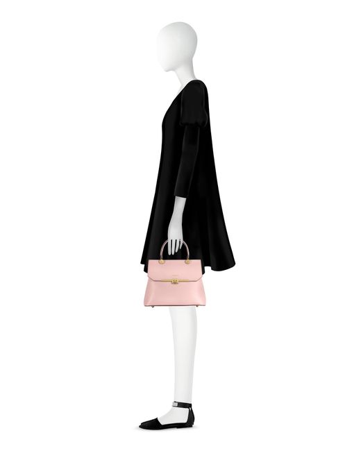 Le Parmentier Pink Atlanta Top Handle Satchel Bag W/Shoulder Strap
